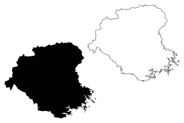 Condado de Sodermanland (Condados de Suecia, Reino de Suecia) mapa vector ilustración, boceto de garabato Sodermanland (Sormlands lan, Sormland) mapa — Vector de stock