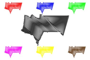 Tarija Bölümü (Bolivya Plurinational Devlet, Bolivya Bölümleri) harita vektör illüstrasyon, karalama kroki Tarija ma