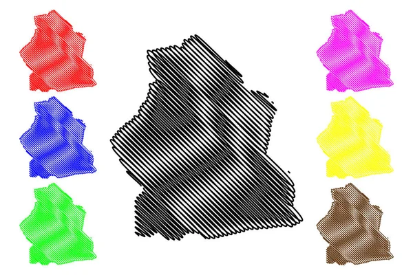 Departamento de Alibori (Departamentos de Benín, República de Benín, Dahomey) mapa vector ilustración, boceto de garabato mapa de Alibori — Vector de stock