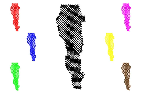 Departament Plateau (departamenty Benin, Republika Beninu, Dahomey) mapa wektorowa mapy, szkic Bazgroły Mapa Plateau — Wektor stockowy