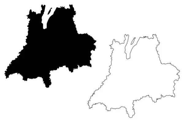 Jonkoping 카운티 (스웨덴 의 카운티, 스웨덴의 왕국) 지도 벡터 일러스트레이션, 낙서 스케치 존코핑지도 — 스톡 벡터