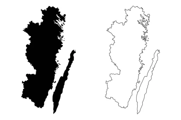 Condado de Kalmar (Condados de Suecia, Reino de Suecia) mapa vector ilustración, boceto de garabato mapa de Kalmar — Vector de stock