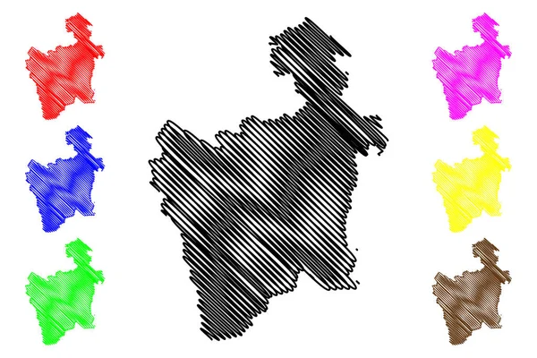 Departament Potosi (Plurinational State of Bolivia, departamenty Boliwii) mapa wektor ilustracji, szkic Bazgroły Potosi ma — Wektor stockowy