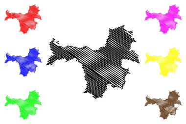 Nzerekore Bölgesi (Gine Alt Bölümleri, Gine-Conakry, Fransız Ginesi) harita vektör illüstrasyon, karalama kroki Nzerekore ma