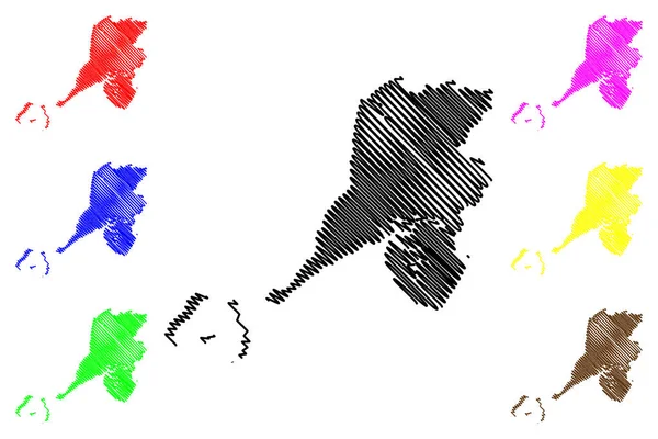 Conakry Region (underavdelningar i Guinea, Guinea-Conakry, franska Guinea) karta vektor illustration, klotter skiss Conakry ma — Stock vektor