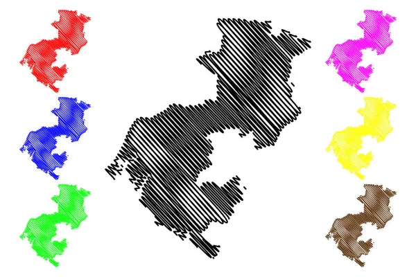 Boke region (underavdelningar av Guinea, Guinea-Conakry, franska Guinea) karta vektor illustration, klotter skiss Boke ma — Stock vektor