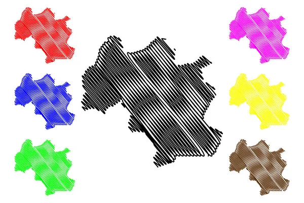 Región de Mamou (Subdivisiones de Guinea, Guinea-Conakry, Guinea Francesa) mapa vector ilustración, boceto de garabato Mamou ma — Archivo Imágenes Vectoriales