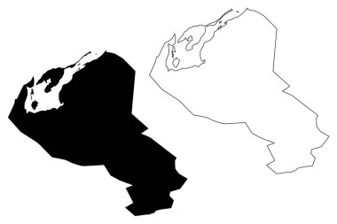 Umum Al Quwain Emirliği (Birleşik Arap Emirlikleri Emirlikleri, Bae) harita vektör illüstrasyon, karalama kroki um Al Quwain (Uaq) ma