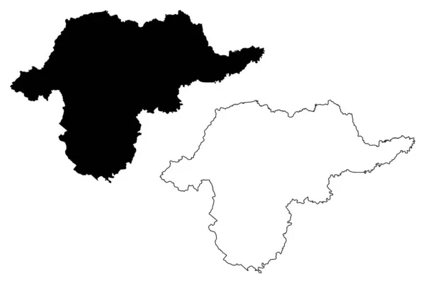 Contea di Borsod-Abauj-Zemplen (Ungheria, contee ungheresi) mappa vettoriale, scarabocchio Borsod-Abauj-Zemplen (Borsod Abauj Zemplen) mappa — Vettoriale Stock
