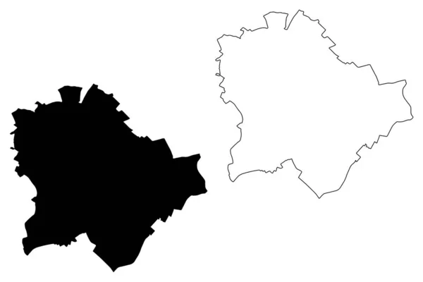 Budapeşte Belediyesi (Macaristan, Macaristan eyaletleri) harita vektör illüstrasyon, karalama kroki Budapeşte haritası — Stok Vektör