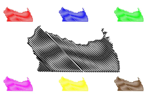 Région de Kolda (Régions du Sénégal, République du Sénégal) illustration vectorielle de la carte, croquis croquis croquis de Kolda carte — Image vectorielle