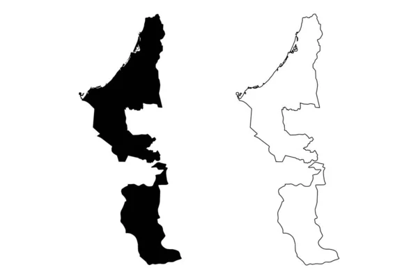 Emirado de Ras Al Khaimah (Emirados Árabes Unidos, Emirados Árabes Unidos, Emirados Árabes Unidos) mapa ilustração vetorial, rabiscos esboço Ras Al Khaimah (RAK, Ras al-Khaimah) ma — Vetor de Stock