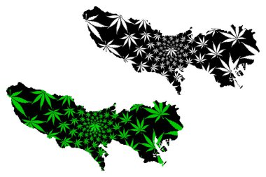 Tokyo Prefecture (İdari bölümler, Japonya Prefectures) harita esrar yaprağı yeşil ve siyah, Tokyo Metropolis (Büyük Tokyo Bölgesi) harita esrar (marihuana, Thc) foliag yapılmış tasarlanmıştır