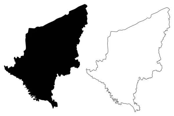 Somogy County (Macaristan, Macaristan ilçeleri) harita vektör illüstrasyon, karalama kroki Somogy harita — Stok Vektör