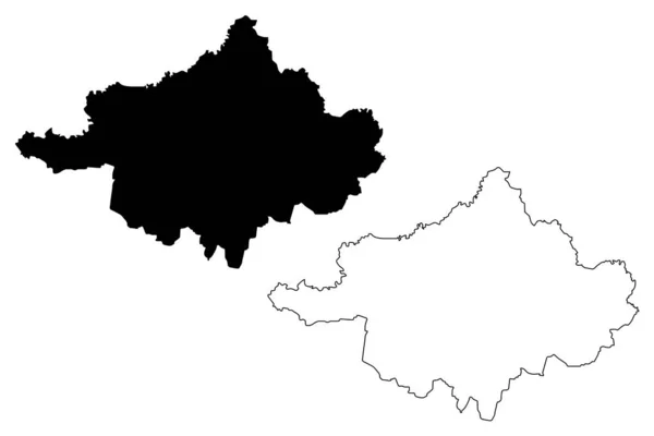 Szabolcs-Szatmar-Bereg Comté (Hongrie, Comtés hongrois) illustration vectorielle de carte, croquis de gribouillis Szabolcs-Szatmar-Bereg (Szabolcs Szatmar Bereg) carte — Image vectorielle