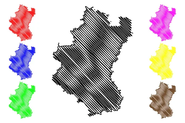Província de Luxemburgo (Reino da Bélgica, Províncias da Bélgica, Região da Valónia) mapa ilustração vetorial, esboço de rabiscos Mapa belga Luxemburgo — Vetor de Stock