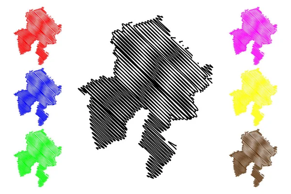 纳穆尔省（比利时王国，比利时省，瓦隆大区）地图矢量插图，涂鸦素描纳穆尔地图 — 图库矢量图片