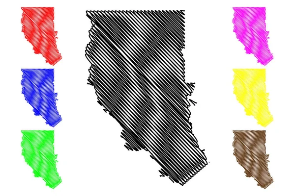 Cherokee county, texas (counties in texas, vereinigte staaten von amerika, usa, uss., us) kartenvektorillustration, kritzelskizze cherokee map — Stockvektor