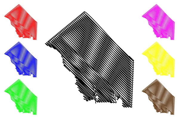 Jackson County, Texas (Counties in Texas, United States of America, USA, U.S., US) mapa ilustração vetorial, scribble esboço Jackson mapa — Vetor de Stock