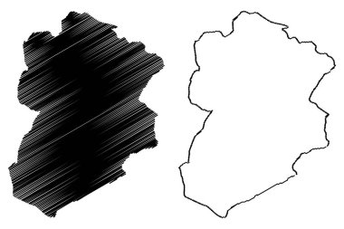 Kasserine Governorate (Tunus Valiliği, Tunus Cumhuriyeti) harita vektör illüstrasyon, karalama kroki Kasserine Haritası