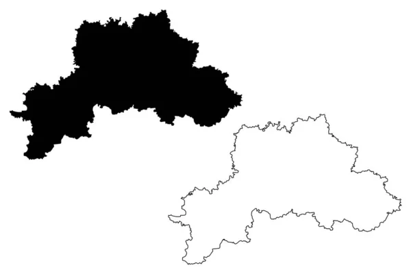 Região de Mogilev (República da Bielorrússia, Bielorrússia ou Bielorrússia) mapa ilustração vetorial, esboço de rabiscos Mahilyow Voblasts (Província) ou mapa do oblast de Mogilyov —  Vetores de Stock