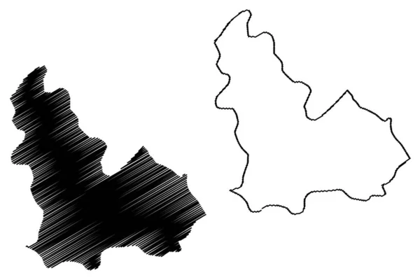 Gubernia Beja (Gubernatorstwo Tunezji, Republika Tunezji) mapa wektorowa mapy, szkic bazgrołów Mapa Beja — Wektor stockowy