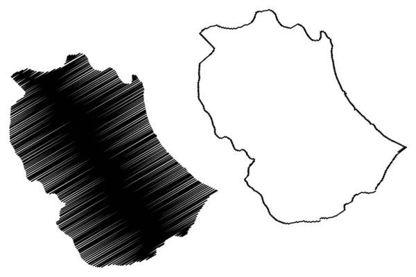 가베스 주 (튀니지, 튀니지 공화국 의 주) 지도 벡터 일러스트레이션, 낙서 스케치 가브지도 — 스톡 벡터