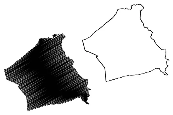 Governatorato di Kebili (Governatorato della Tunisia, Repubblica di Tunisia) mappa vettoriale illustrazione, abbozzo scarabocchiare mappa di Kebili — Vettoriale Stock