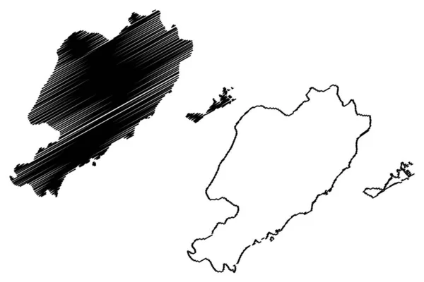 Sfax Governorate (Governorates of Tunisia, Republic of Tunisia) mapa vector illustration, scribble sketch Sfax (Kerkennah Islands) mapa — Archivo Imágenes Vectoriales