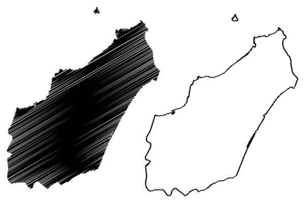 Nabeul Governorate (governates da Tunísia, República da Tunísia) mapa ilustração do vetor, esboço do Rabisco mapa de Nabeul — Vetor de Stock