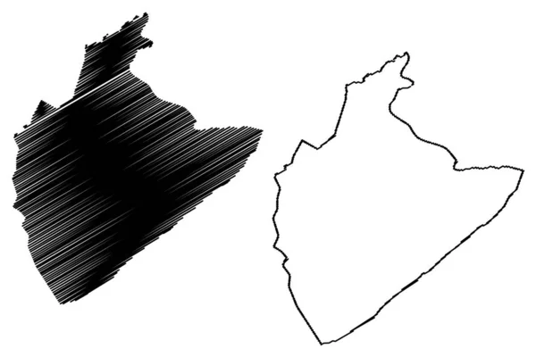 Governadoria de Tozeur (Governorates of Tunisia, República da Tunísia) mapa ilustração vetorial, esboço de rabiscos Mapa de Tozeur — Vetor de Stock