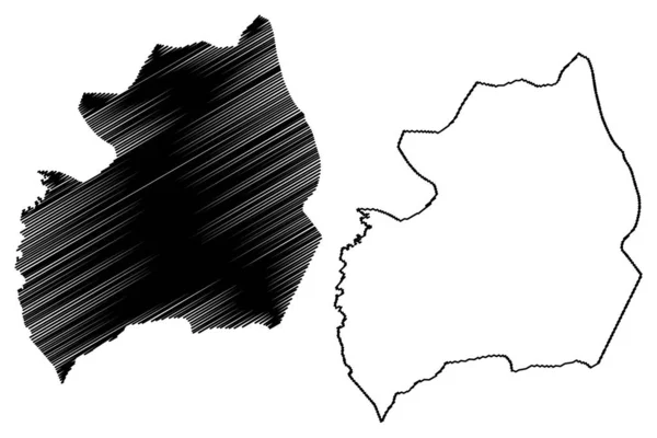 Prowincja Bubanza (Republika Burundi, prowincje Burundi, Region Zachodni) ilustracja wektorowa mapy, szkic Bazgroły Bubanza Mapa — Wektor stockowy