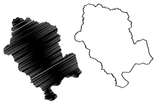 Provincia di Cibitoke (Repubblica del Burundi, Province del Burundi, regione occidentale) mappa vettoriale illustrazione, abbozzo scarabocchio mappa di Cibitoke — Vettoriale Stock