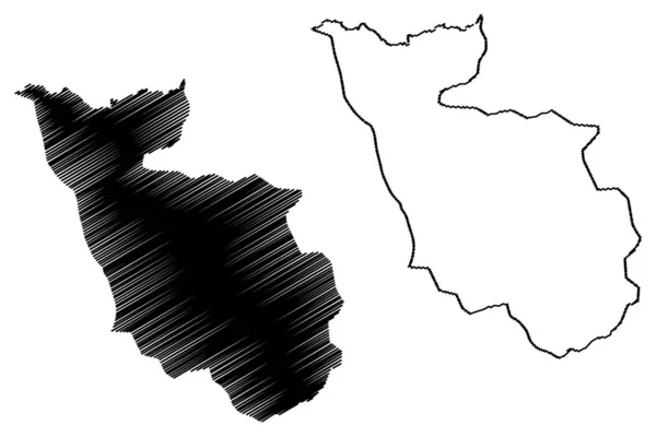 Província de Kayanza (República do Burundi, Províncias do Burundi, região Norte) mapa ilustração vetorial, esboço de rabiscos Kayanza mapa — Vetor de Stock