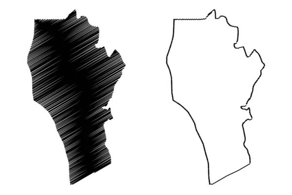 鲁蒙格省（布隆迪共和国，布隆迪省，南部地区）地图矢量插图，涂鸦素描鲁蒙格地图 — 图库矢量图片