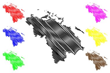 Villa Clara Eyaleti (Küba Cumhuriyeti, Küba İlleri) harita vektör illüstrasyon, karalama kroki Villa Clara ma