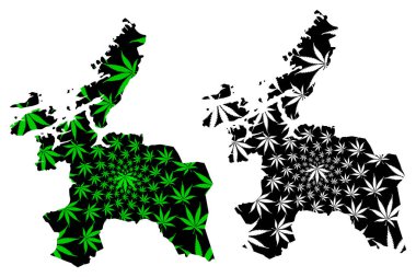 Sor-Trondelag (Norveç İdari bölümleri, Norveç Krallığı) harita esrar yaprağı yeşil ve siyah, Sor-Trondelag fylke harita esrar (marihuana, Thc) yapraklarından yapılmış tasarlanmıştır