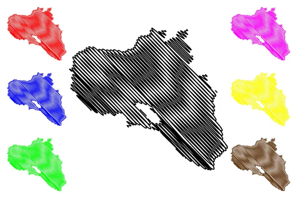 Provincia de Cienfuegos (República de Cuba, Provincias de Cuba) mapa vector ilustración, boceto de garabato Cienfuegos ma — Archivo Imágenes Vectoriales