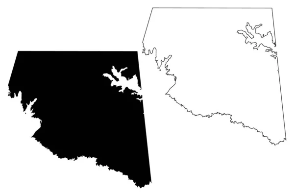 Deště County, Texas (okresy v Texasu, Spojené státy americké, USA, USA, USA) mapa vektorového obrázku, Klikyháky mapa deště — Stockový vektor