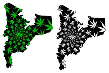 Dakahlia Valiliği (Mısır Valileri, Mısır Arap Cumhuriyeti) haritası esrar yaprağı yeşil ve siyah, Dakahliya haritası esrar (marihuana, Thc) yapraklarından yapılmış tasarlanmıştır