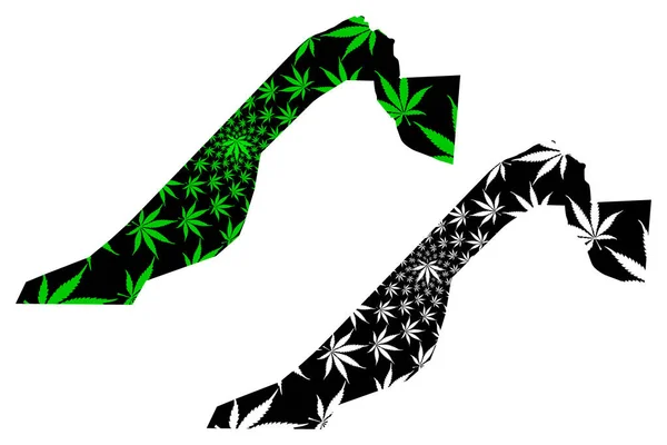 Giza Governorate (provinserna Egypten, Arabrepubliken Egypten) karta är utformad cannabisblad grön och svart, Giza karta gjord av marijuana (Marihuana, THC) lövverk — Stock vektor