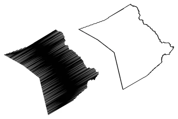 Condado de Lee, Texas (Condados no Texas, Estados Unidos da América, EUA, EUA) mapa ilustração vetorial, scribble esboço Lee mapa — Vetor de Stock
