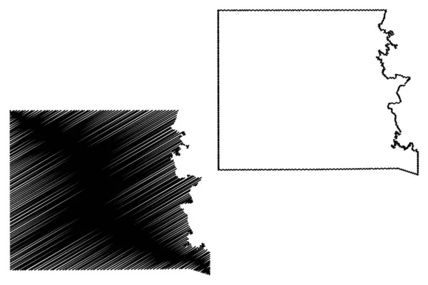 Llano County, Texas (countyn i Texas, Amerikas förenta stater, USA, USA, USA) karta vektor illustration, klotter skiss Llano karta — Stock vektor