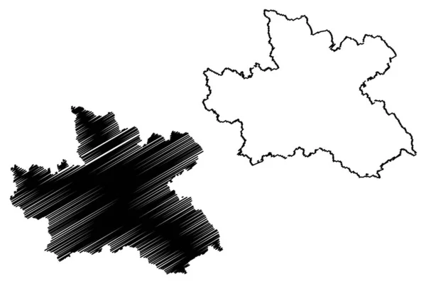 Hradec Kralove region (Bohemian lands, Tjeckien, regioner i Tjeckien) karta vektor illustration, klotter skiss Hradec Krlove karta — Stock vektor