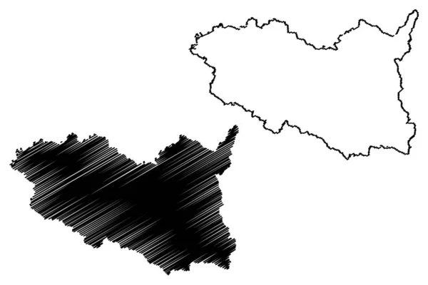 Pardubice Region (terras boêmias, Chéquia, regiões da República Tcheca) mapa ilustração do vetor, esboço do Rabisco mapa de Pardubice — Vetor de Stock