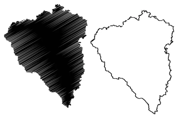 Región de Plzen (tierras de Bohemia, Chequia, Regiones de la República Checa) mapa vector ilustración, croquis Plzen mapa — Archivo Imágenes Vectoriales