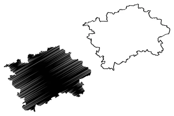 布拉格地区（波希米亚土地，捷克，捷克共和国地区）地图矢量插图，涂鸦素描布拉格首都城市地图 — 图库矢量图片
