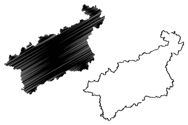 Usti nad Labem Region (Boheems land, Tsjechië, regio's van de Tsjechische Republiek) kaart vector illustratie, Krabbel sketch Usti nad Labem (Ustecky Region) kaart — Stockvector