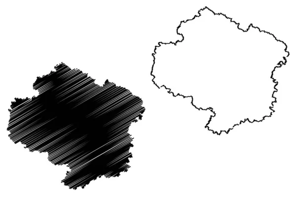 Висоніна область (Богемська земля, Чехія, регіони Чехії) карта векторної ілюстрації, Писанина ескіз Vysocina карта — стоковий вектор