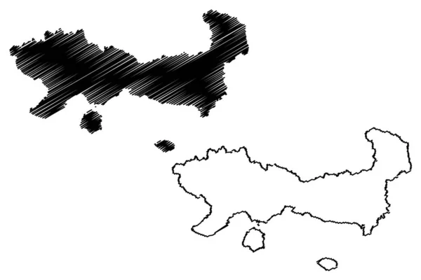 东马其顿和Thrace地区（希腊，希腊共和国，赫拉斯）地图矢量插图，涂鸦草图东马其顿和Thrace地图 — 图库矢量图片